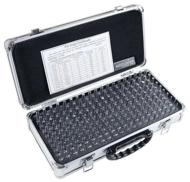 Accusize Industrial Tools أدوات أكسوسيز الصناعية - مجموعة قياس دبابيس دقيقة من 190 قطعة، من 0.061" إلى 0.250"، بطول 2"، معالجة حرارياً، 60-62 RC، مع علبة ألمنيوم، M1(-) A - Image 3